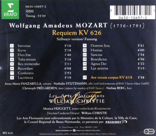 William Christie: Mozart: Requiem; Ave Verum Corpus [CD]
