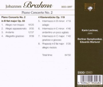 Johannes Brahms: Piano Concerto No2 [CD]