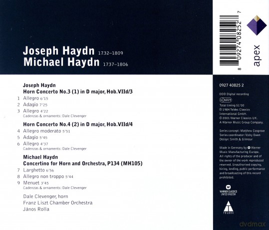 Clevenger/Rolla/Franz Liszt Orch.: Joseph Haydn/Michael Haydn: Horn Concertos 3&4/Concerti. [CD]