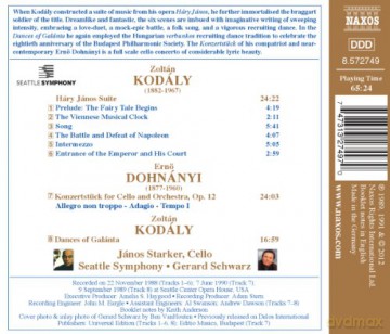 Kodaly/Dohnanyi/ Starker Janos: Hary Janos-Suite/ Konzertstück For Cello [CD]