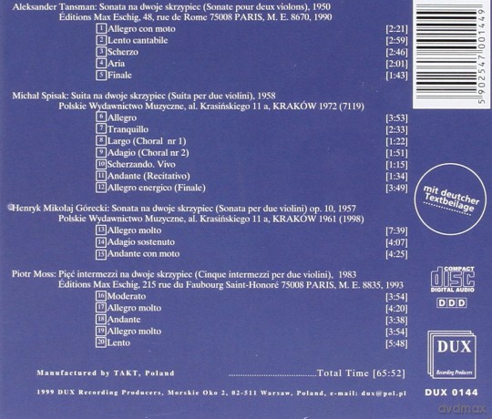 Krzysztof Wegrzyn: Violin Duos [CD]