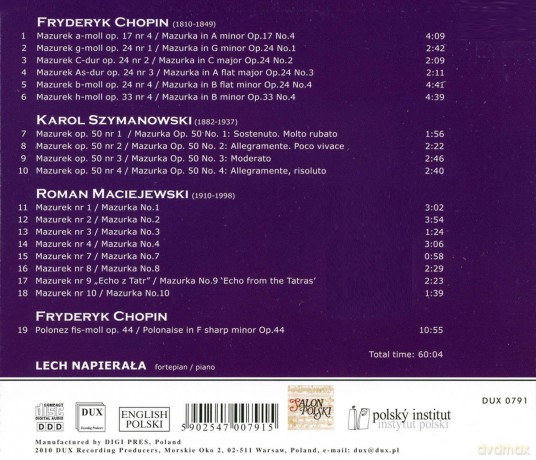 Lech Napierala: Mazurkas - Lech Napierala - Piano [CD]