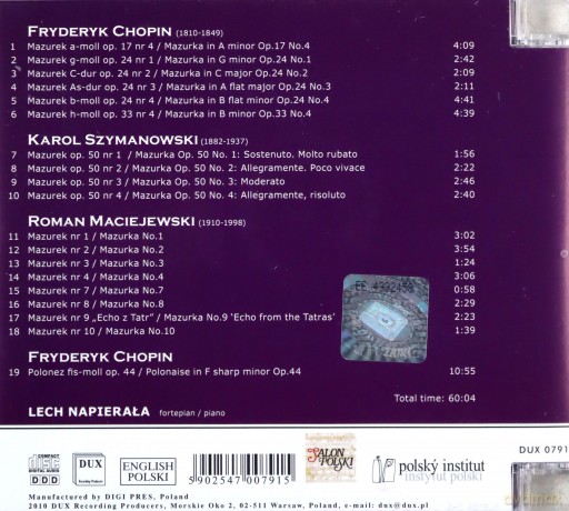 Lech Napierala: Mazurkas - Lech Napierala - Piano [CD]