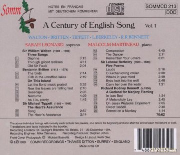 Leonard-Martineau: A Century Of English Song vol. 1 [CD]