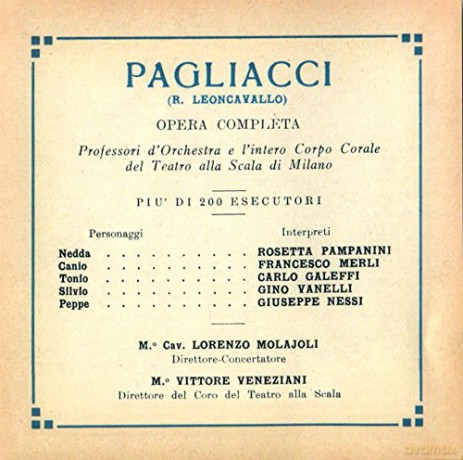 Leoncavallo Ruggero - Pampanini Rodetta - Merli Francesco: Pagliacci [CD]