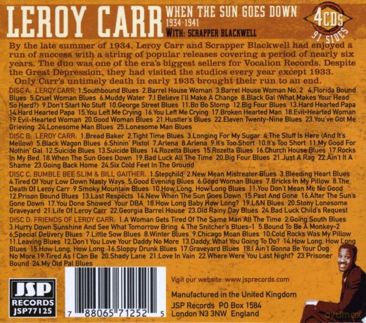 Leroy Carr And Scrapper Blackwell: 1934-1941 More Of The Popular Pair And T [4CD]