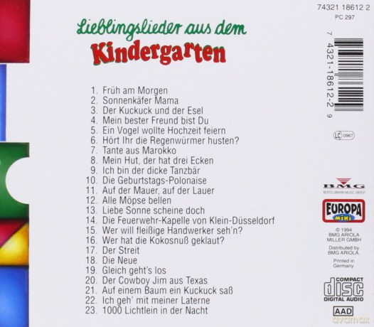 Lieblingslieder Aus Dem Kindergarten: Lieblingslieder Aus Dem Kindergarten [CD]