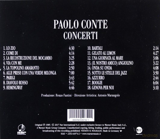 Paolo Conte: In Concerto [CD]