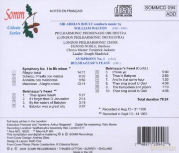 London Philharmonic Orchestra And Choir: Symphony In B Flat Minor Belshazzars Fea [CD]