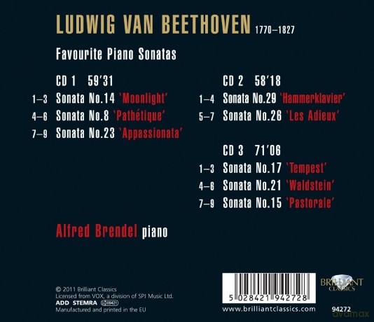 Ludwig Van Beethoven: Favourite Piano Sonatas [3CD]