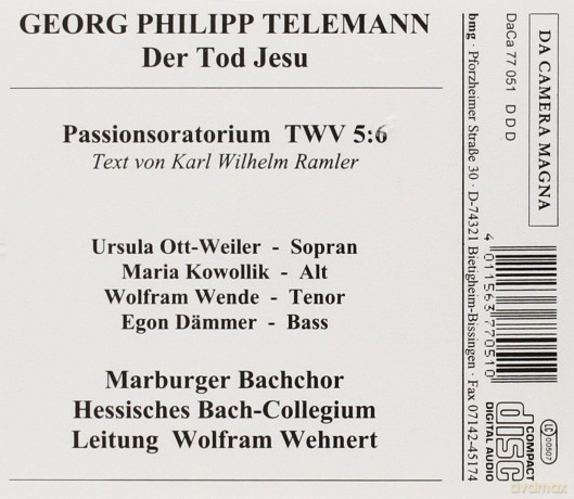 Marburger Bachchor/U.A.: Der Tod Jesu [CD]