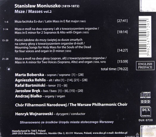 Marta Boberska: Moniuszko Masses vol. 2 [CD]