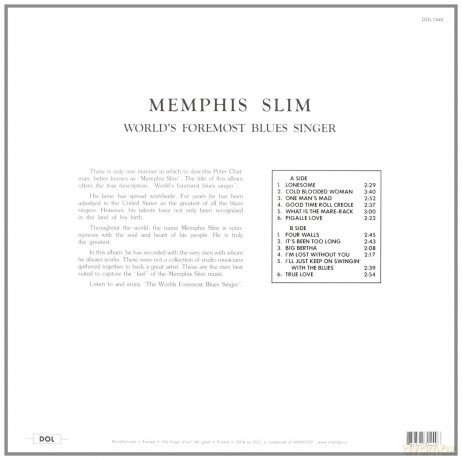 Memphis Slim: Worlds Foremost Blues Singer [Winyl]