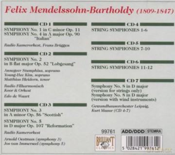 Mendelssohn-Bartholdy Felix: Symphonies - Complete [7CD]