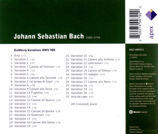 Jill Crossland: Bach: Goldberg Variationen [CD]