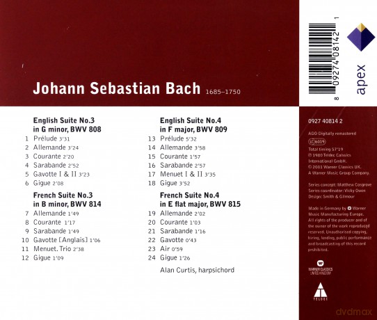 Alan Curtis: Bach: English And French Suites [CD]