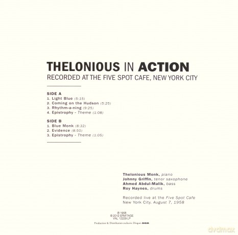 Monk Thelonius Quartet: In Action - Recorded At The Five Spot Cafe [Winyl]
