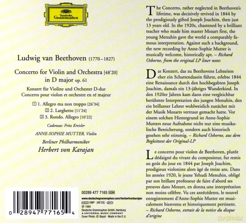 Mutter/Berl.Phil/Kar: Beethoven:Violin Concerto [CD]