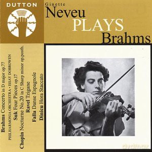 Neveu Ginette: Ginette Neveu Plays Brahms [CD]