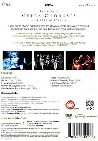 Opera Australia Verdi Gluck Mascagni Puccini: Opera Choruses [2DVD]
