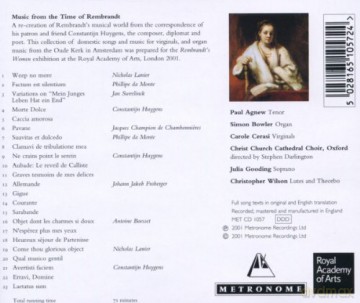 Paul Agnew: Music From The Time Of Rembrandt [CD]