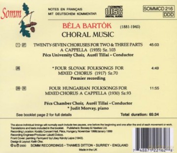 Pecs University And Chamber Choirs: Choral Music [CD]