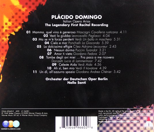 Placido Domingo: Italian Opera Arias - Legendary First Recital Recording [CD]