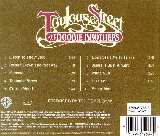 The Doobie Brothers: Toulouse Street [CD]