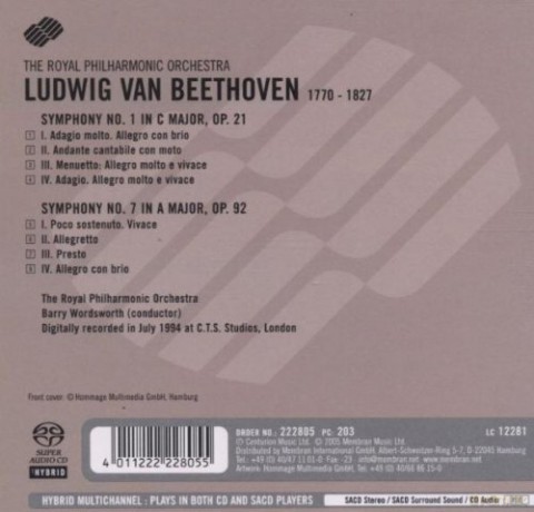Royal Philharmonic Orchestra: Beethoven Symphonies No 1and7 [SACD]