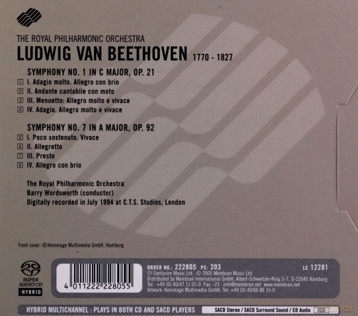 Royal Philharmonic Orchestra: Beethoven Symphonies No 1and7 [SACD]