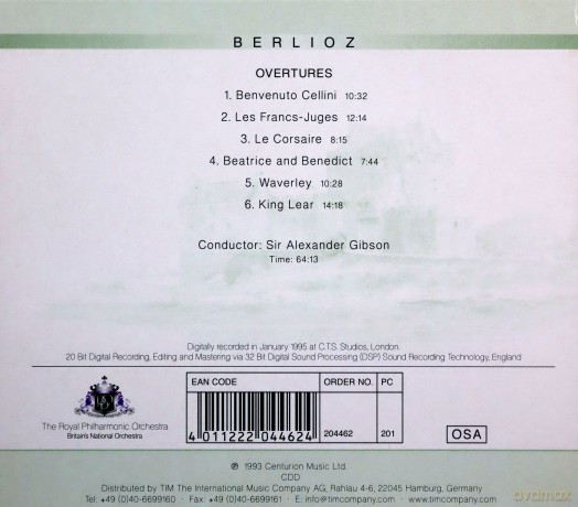 Royal Philharmonic Orchestra: Berlioz Overtures Benvenuto Cellini [CD]