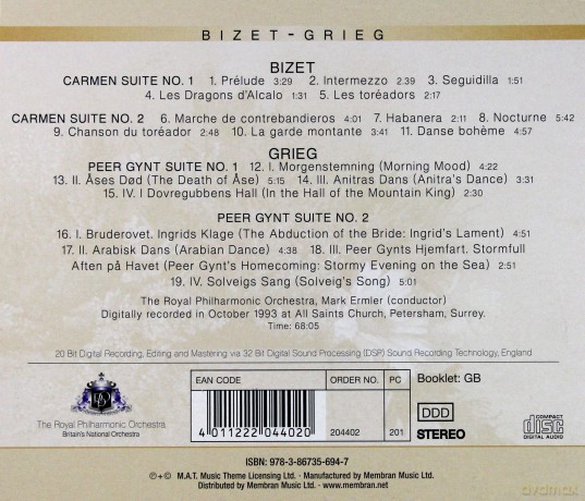 Royal Philharmonic Orchestra: Bizet Grieg Carmen Suites Peer Gynt Suit [CD]