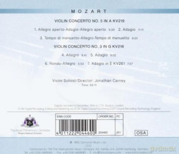 Royal Philharmonic Orchestra: Mozart Violin Concertos No 5 No 3 [CD]