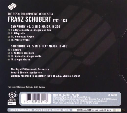 Royal Philharmonic Orchestra: Schubert Symphonies Nos 3 And 5 [SACD]