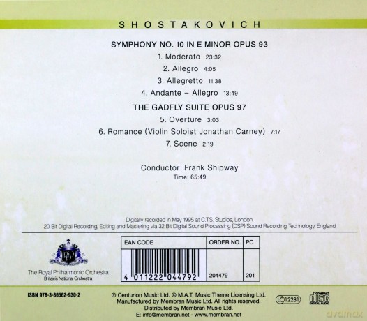 Royal Philharmonic Orchestra: Shostakovich Symphony No10 [CD]
