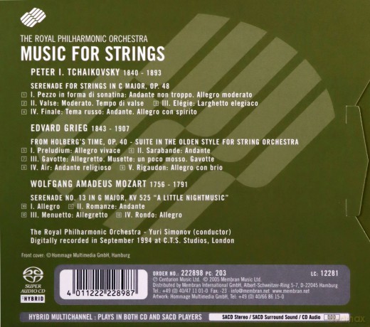 Royal Philharmonic Orchestra: Tchaikovsky Grieg Mozart Music For Strin [SACD]