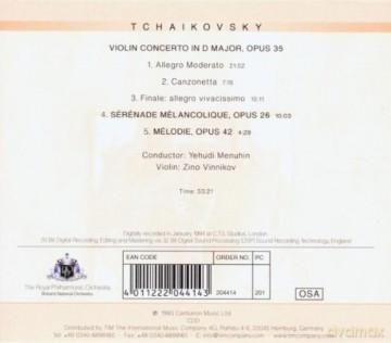 Royal Philharmonic Orchestra: Tchaikovsky Violin Concerto [CD]