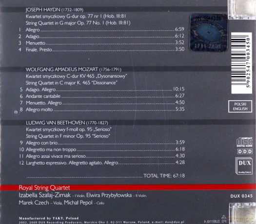 Royal String Quartet Izabella Szalaj: Haydn - Mozart - Beethoven [CD]