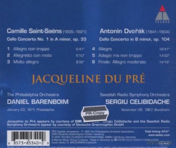 Du Pre/Celbidache/Srso/Barenbo: Dvorak/Saint-Saens: Conc.F.Cell [CD]