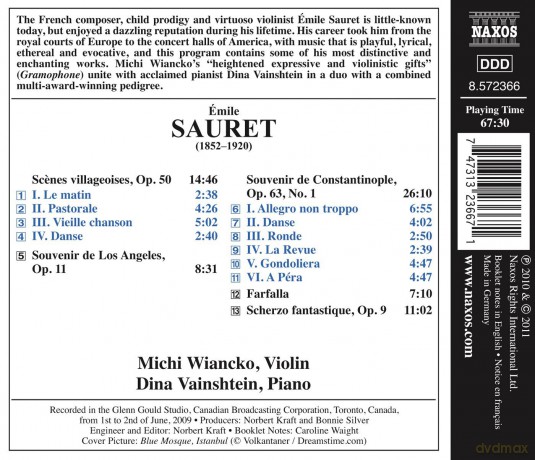 Sauret Emile -WIANCKO Michi- Vainshtein Dina: Musik Fuer Violine Und Klavier [CD]