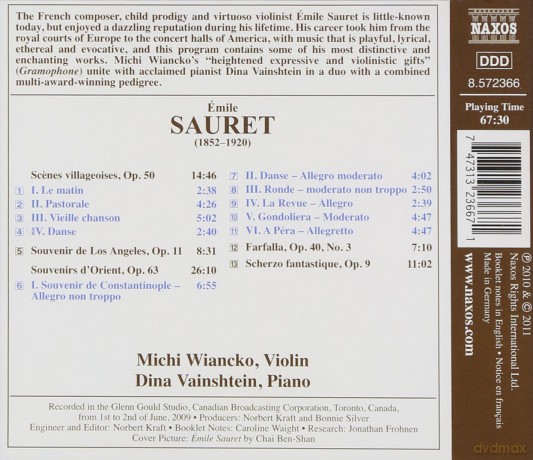 Sauret Emile -WIANCKO Michi- Vainshtein Dina: Musik Fuer Violine Und Klavier [CD]