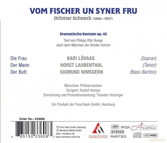 Schoeck Othmar (1886-1957): Vom Fischer Un Syner Fru (DRAMATISCHE Kantate) [CD]