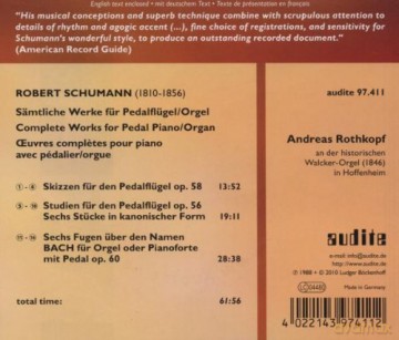 Schumann Robert: Saemtliche Werke Fuer Pedalfluegel/Orgel [CD]