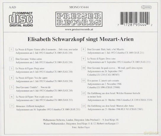 Schwarzkopf Elisabeth: Mozart-Arien [CD]