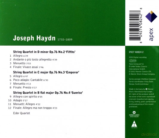 Eder Quartet: Haydn: String Quartets Op.76/2 [CD]