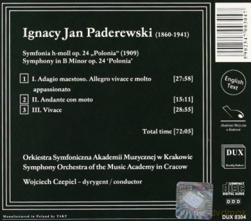 Symphonic Orchestra Of The Music Conserv: Paderewski Symphony In B Minor Op 24 [CD]