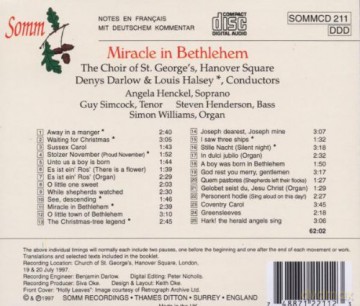 The Choir Of St Georges Hanover Square: Miracle In Betlehem [CD]