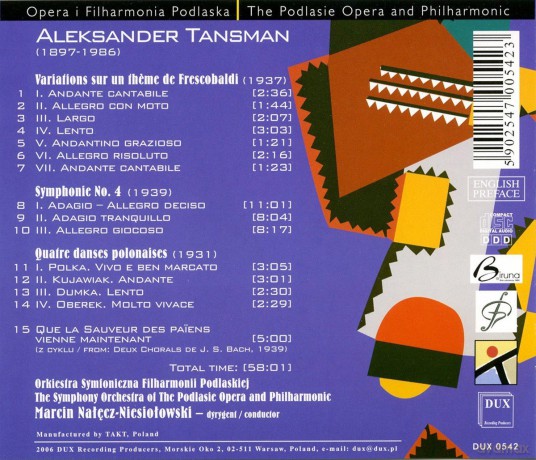 The Podlasian Philharmonic Orchestra Mar: Tansman Works For Orchestra [CD]
