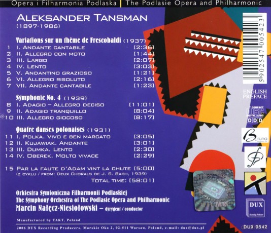 The Podlasian Philharmonic Orchestra Mar: Tansman Works For Orchestra [CD]