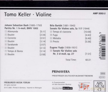 Tomo Keller: Partita/Solosonaten [CD]